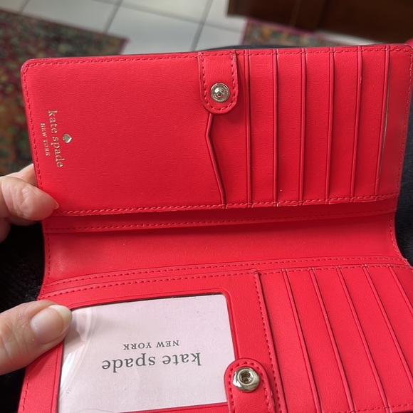 Kate Spade  NWT Long Wallet  Red/ Gold Accents ID Cards Coins  7”L x 3.5”h x 5/8 - Picture 9 of 9